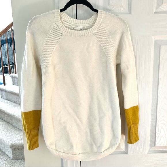 Anthropologie Cream & Mustard Rebekah Color Block Tunic Sweater - Picture 2 of 8